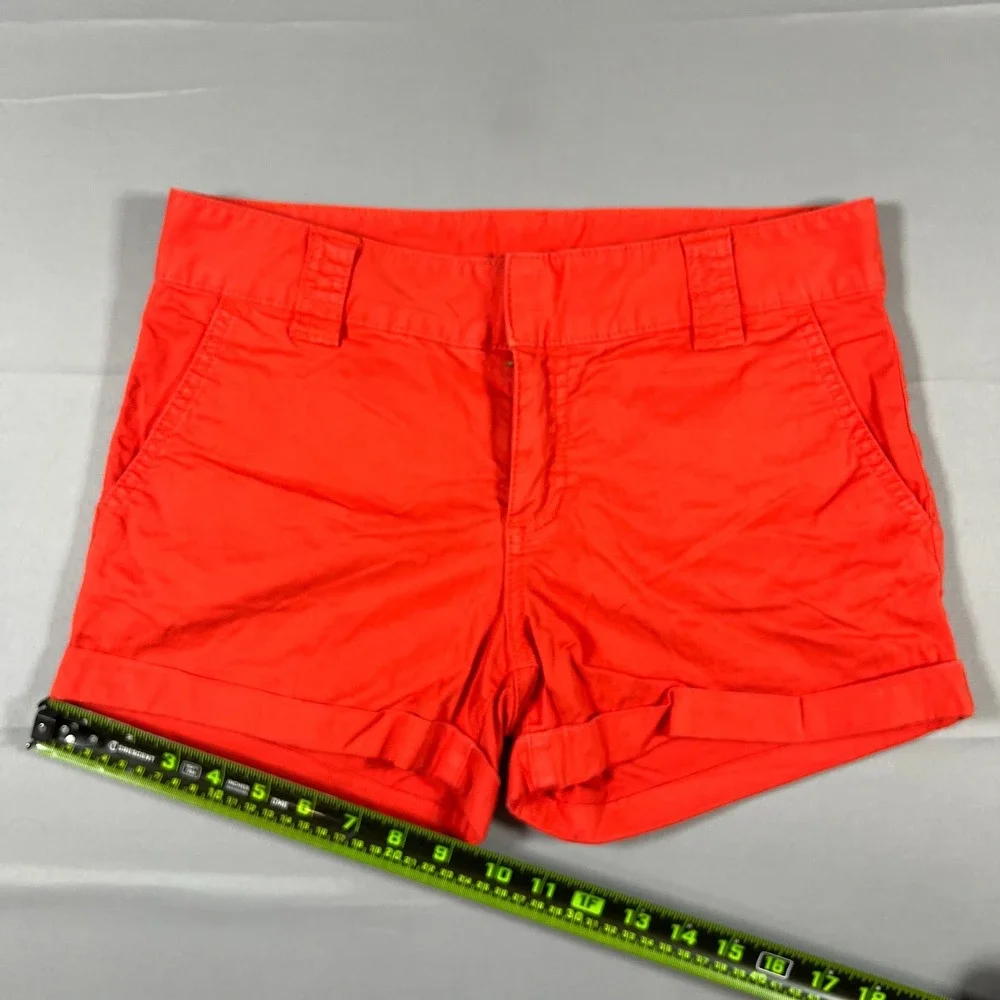 Tory Burch Cuffed Shorts Womens 27 Orange Cotton Stretch Zip Fly Casual Wear